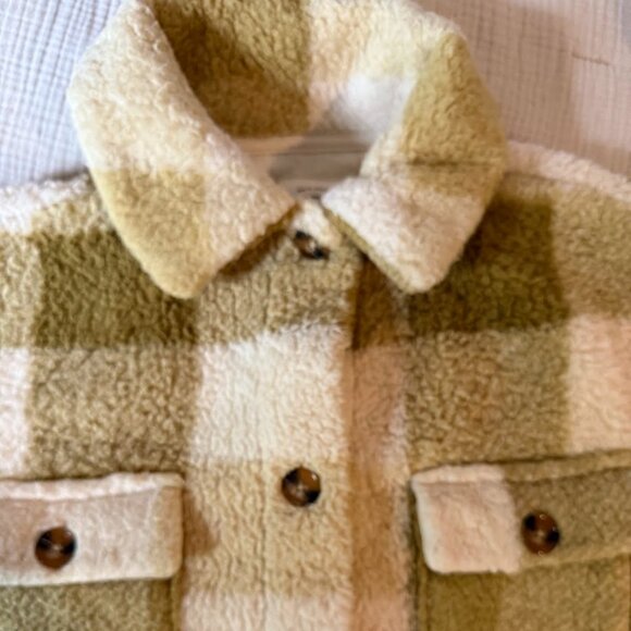 Billabong Fairbanks Fleece Jacket, Plaid Cream and Tan, Size XS - Picture 5 of 8